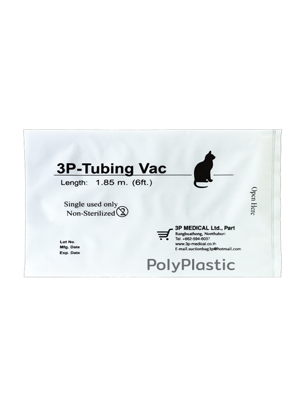 ตัวอย่างถุงสั่งทำ งานโรงงาน ถุงพิมพ์โลโก้ 3P Tubing Vac